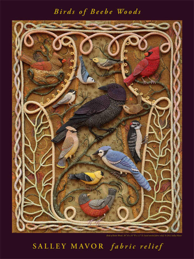 Райские птицы из войлока с вышивкой (4) (500x667, 362Kb)
