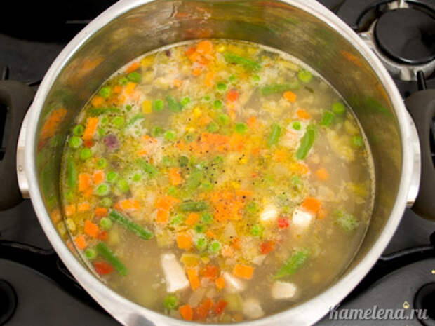 Овощной суп с курицей и сливками — 9 шаг