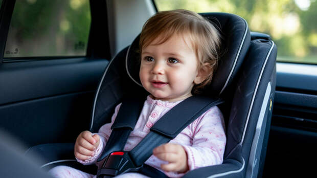 Ребенок в автокресле / Изображение сгенерировано нейросетью 