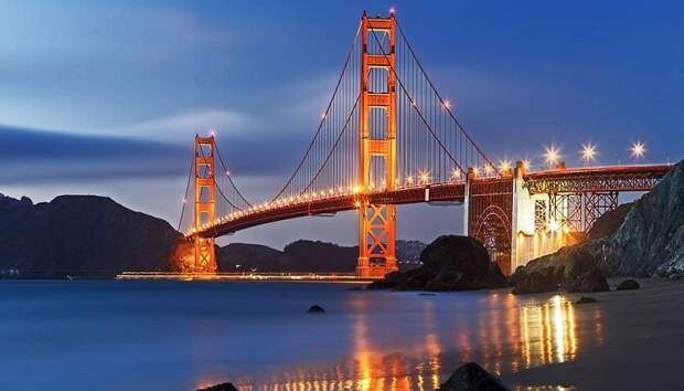 Уникальный подвесной мост на современном этапе (Мост Золотые Ворота, Сан-Франциско). | Фото: chudesnyemesta.ru.