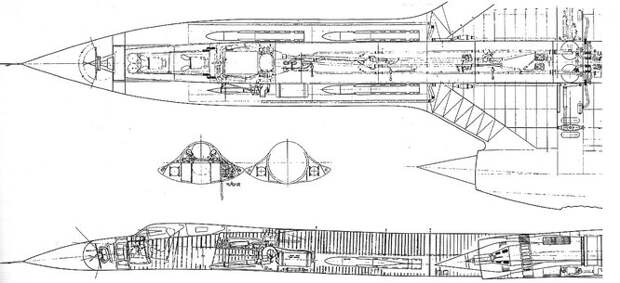 Проект перехватчика FA-12, будущего YF-12. Самолёт вооружён тремя ракетами и пушкой. На трёх прототипах пушку устанавливать не будет, а на возможной серийной версии будет запланировано размещение четырёх ракет. 