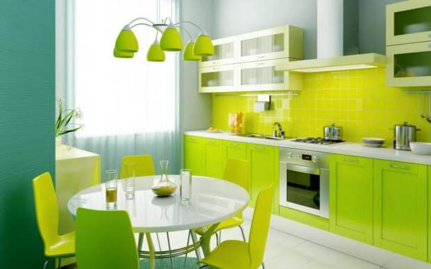 Зеленый с изумрудным цветом на кухне