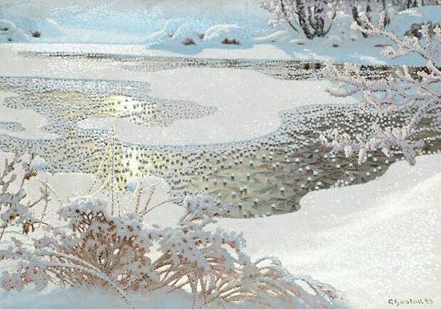 Gustaf Fjaestad. Иней на замёрзшем озере. 1929.jpg
