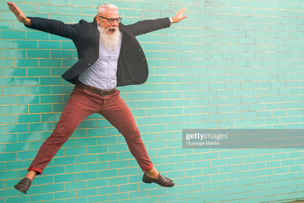 Old man jumping