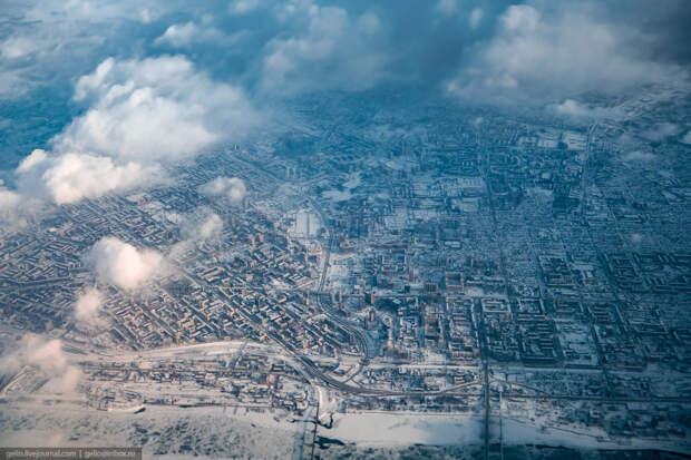 Зимний Новосибирск, с высоты