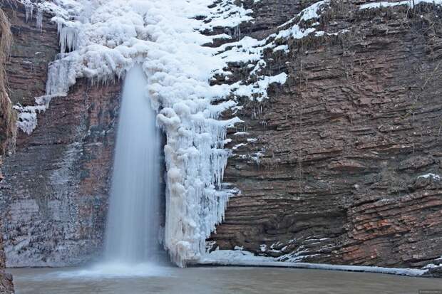 Руфабго, Адыгея водопады, водопады России, водопады зимой, замёрзшие водопады, красивые водопады, природа России