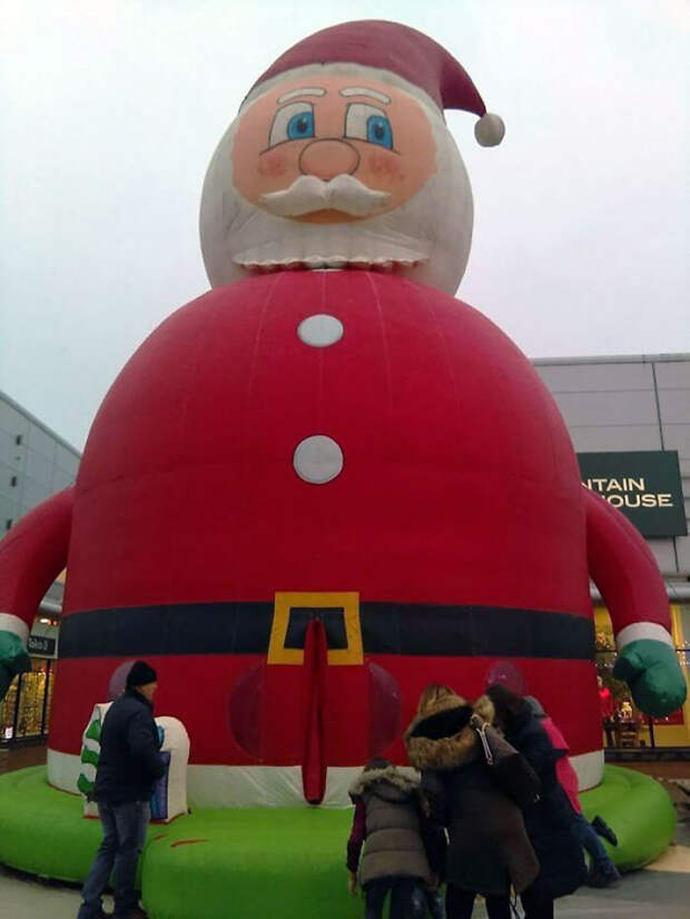 The Entrance To This Children's Bouncy Castle Looks Like Santa Has A Vagina