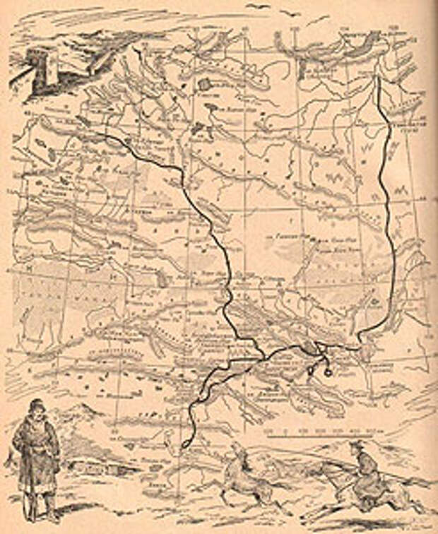 Схематическая карта третьего путешествия Пржевальского