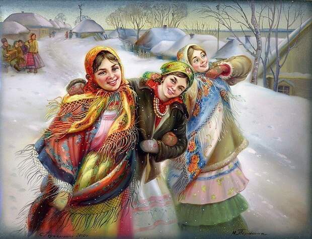 Русская зима Русская зима. Федоскинская лаковая миниатюра.
