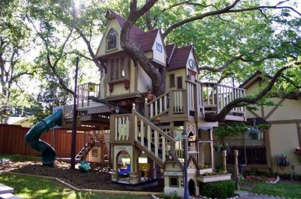 Необычный домик на дереве для внуков