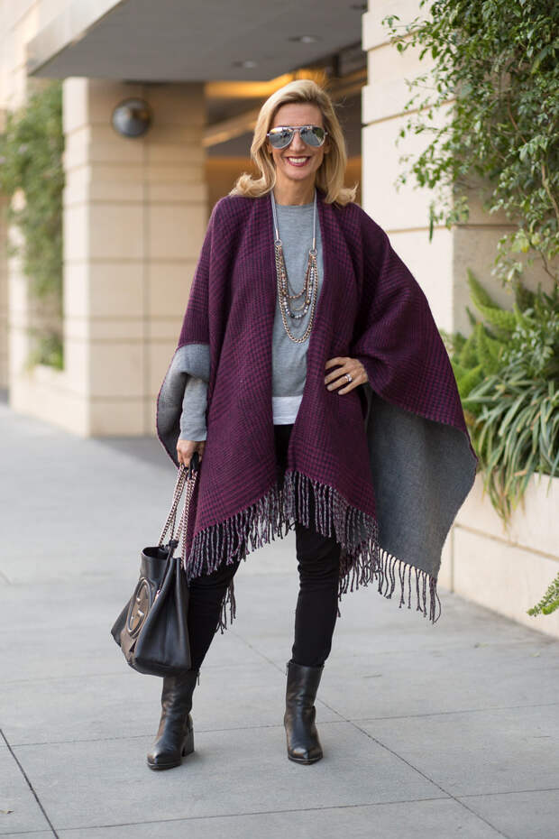purple-black-houndstooth-and-solid-gray-reversible-poncho-jacket-society-0045