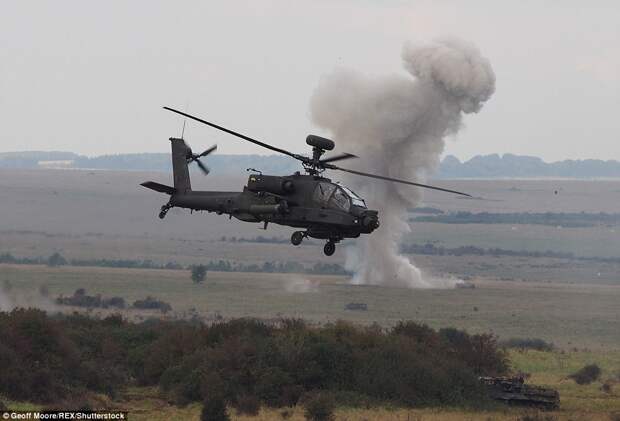The Apache gunships demonstrated the terrifying firepower they can unleash against an enemy 