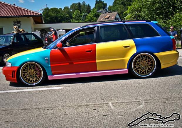Разноцветная Audi A4 B5 в стиле Harlequin Разноцветная Audi A4 B5 в стиле Harlequin Harlequin, audi, тюнинг