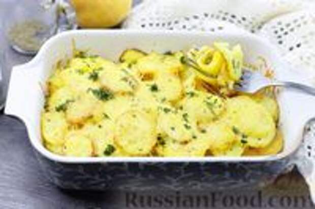 Фото к рецепту: Картофель, запечённый с репой и сливками