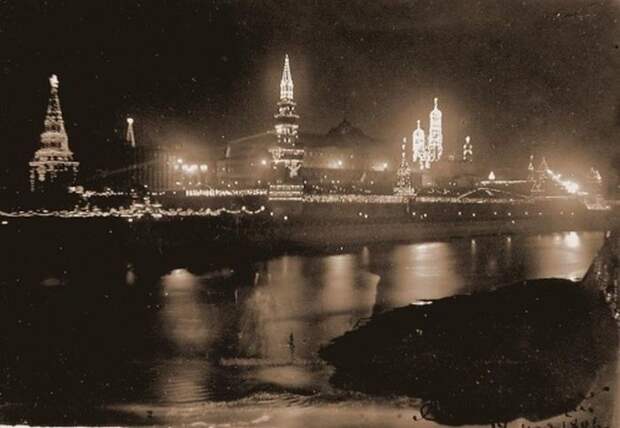 Кремль в электрических лампочках, 1896 год, Москва было, история, фото