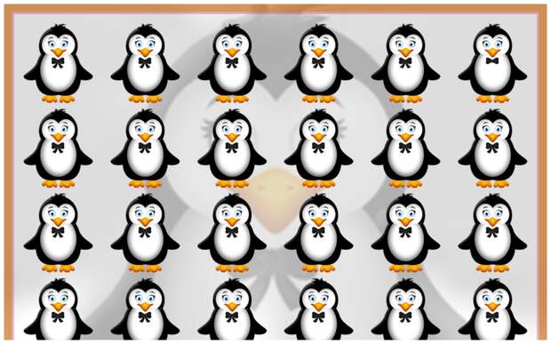 Тест на внимательность: найдите за 30 секунд чем на картинке отличаются 2 симпатичных пингвина от других