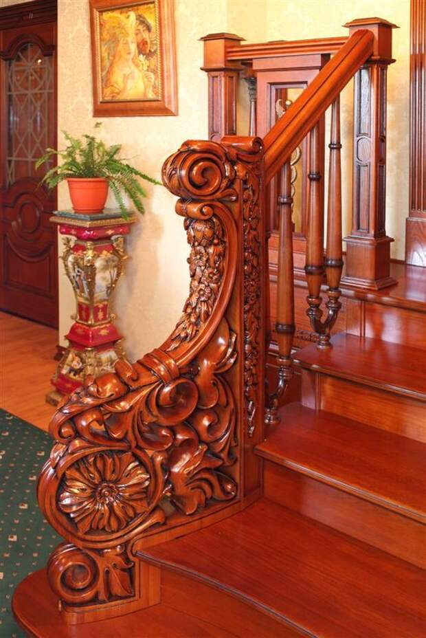 fantastic carving wood stairs handrail