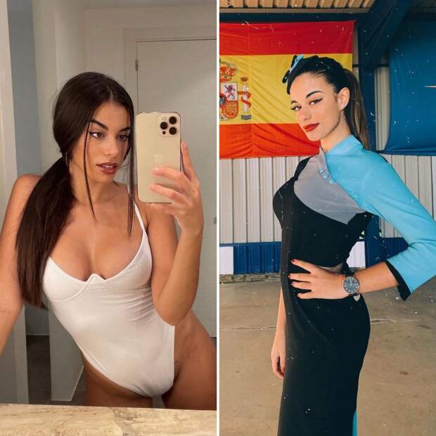 Красивые девушки-стюардессы в униформе и без неё