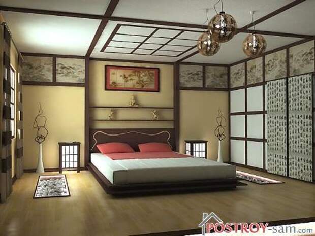 Красивая спальня в японском стиле