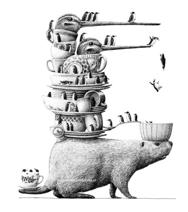 Сюрреалистические иллюстрации Редмера Хукстры, бросающие вызов логике