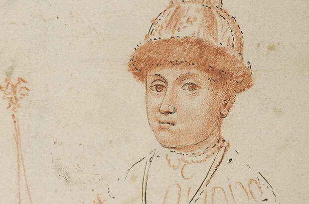 Портрет царя Федора Алексеевича с державой и скипетром.