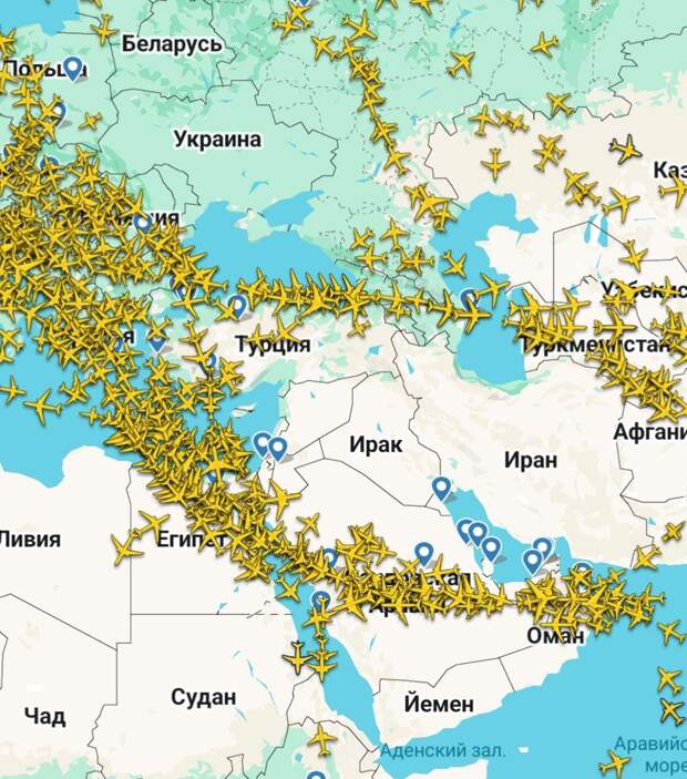 Авиасанкции против России во время конфликта на Ближнем Востоке положили всё авиасообщение Азии, Австралии с Европой