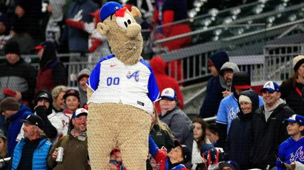 Atlanta mascot Blooper interacts with Braves fans.