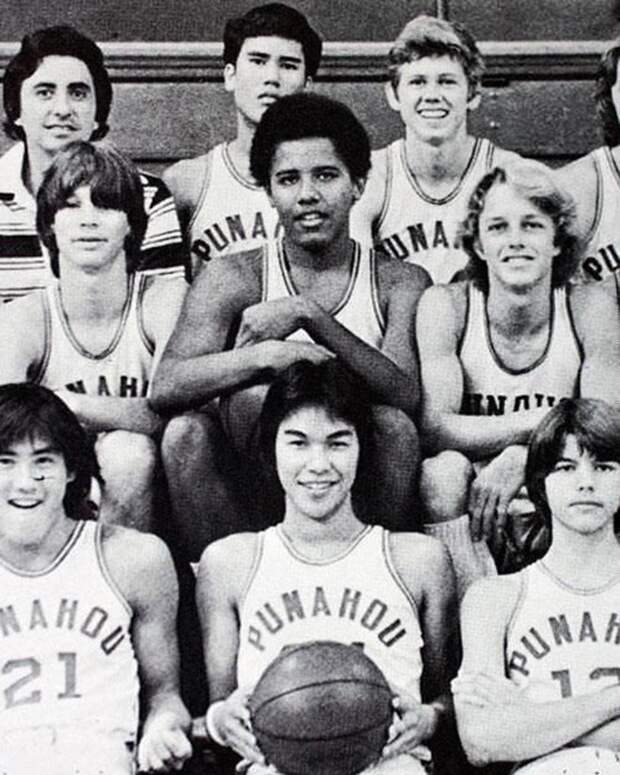 Барак Обама и баскетбольная команда его средней школы
