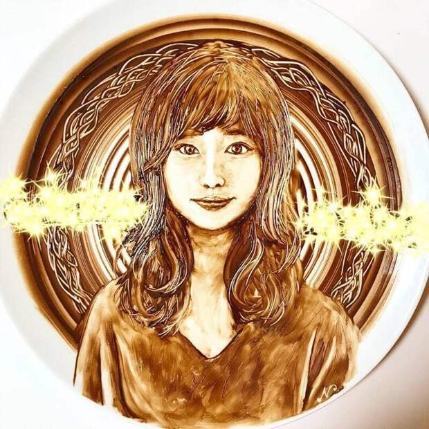 Вкусное искусство: талантливая художница рисует растопленным шоколадом еда, инстарграм, красота, талант, фантазия, шоколад, япония