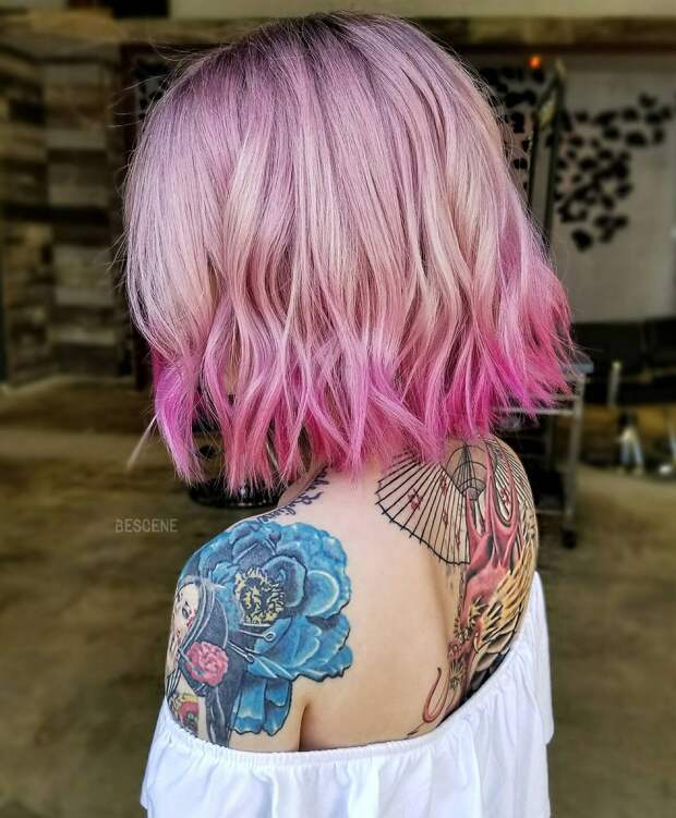 Розовый цвет волос фото 9