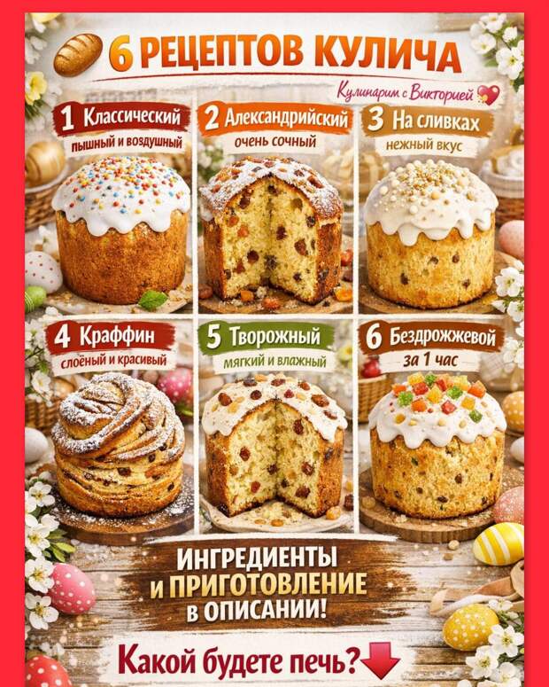 Кулинария>ТОП-6 РЕЦЕПТОВ КУЛИЧА НА ПАСХУ!