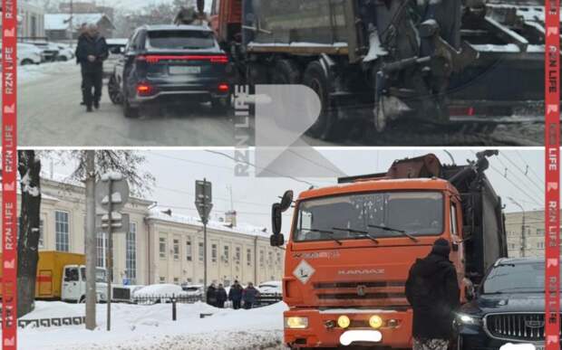 КамАЗ столкнулся с кроссовером в Рязани