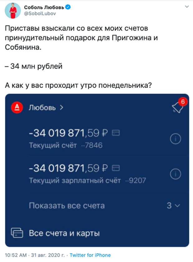Любовь Соболь оказалась миллионщицей