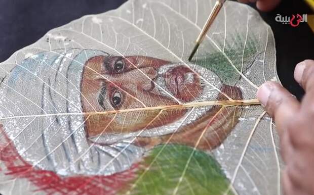 Мини-шедевры на листьях от индийского художника