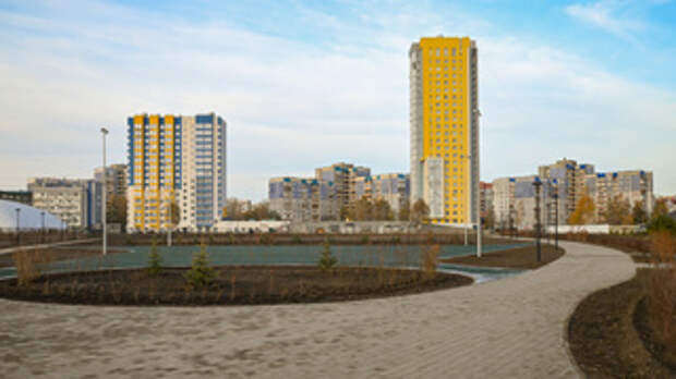 Благоустройство нового парка за ТЦ