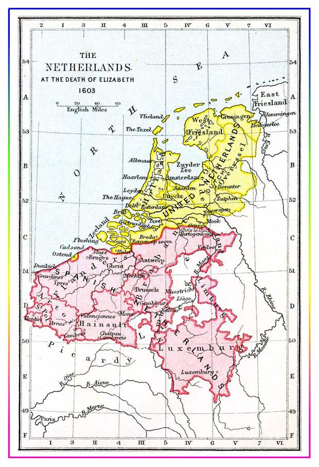 Карта Соединенных провинций Нидерландов во время Войны за независимость, 1603 год