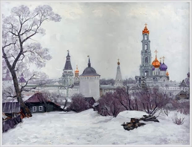 Барченков Николай Иванович (Россия, 1918-15.06.2002) «Троицко-Сергиева Лавра. Теплый день» 1989