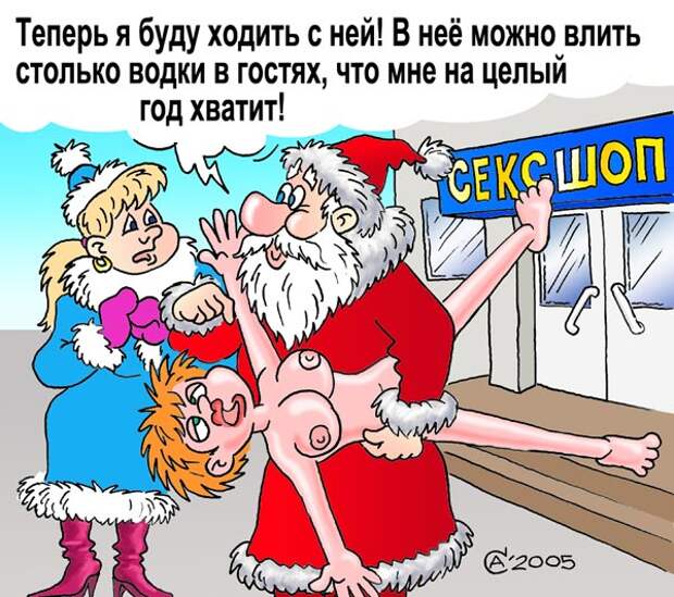 Карикатуры на новогоднюю тему (115 картинок)