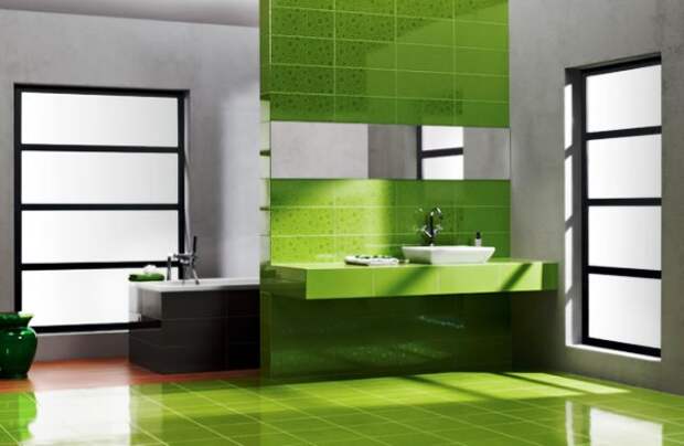 зеленая плитка в ванную комнату фото