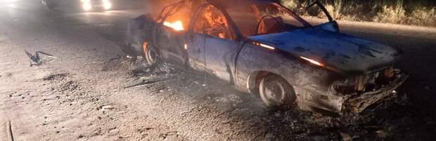 Автомобиль сгорел на БАКАД в Алматинской области