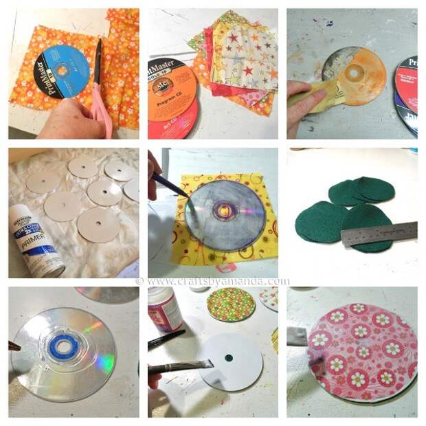 Recycle Craft: CD Coasters step by step - CraftsbyAmanda.com