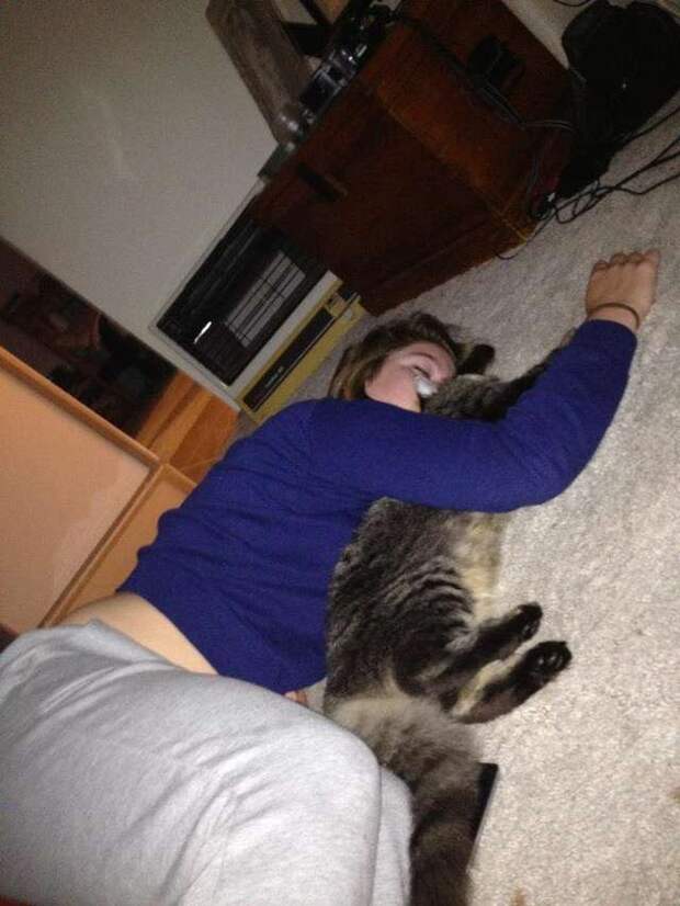 девушка с кошкой
