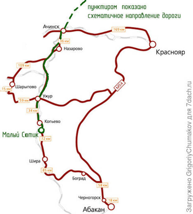 Схема поездки до д. Малого Сютика