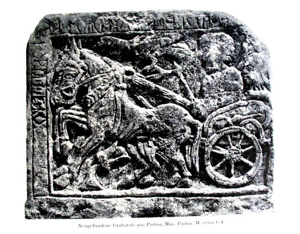 Рельеф IV в. до н.э. с изображением галльской колесницы, музей Падуи.