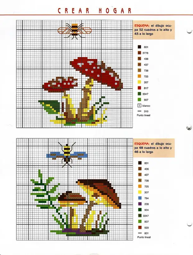 Схема грибы вышивка