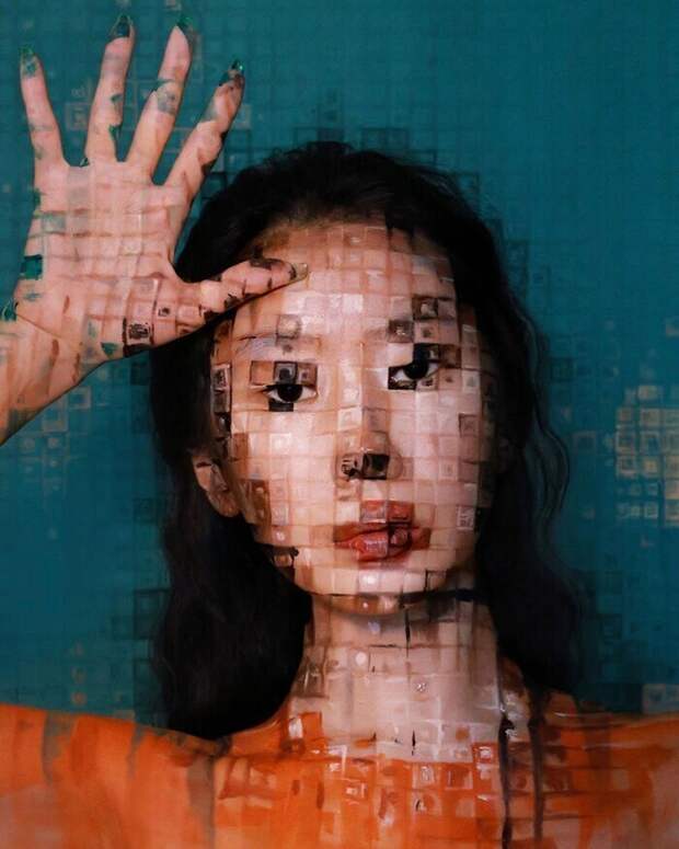 Корейская художница создает невероятные оптические иллюзии на собственном теле