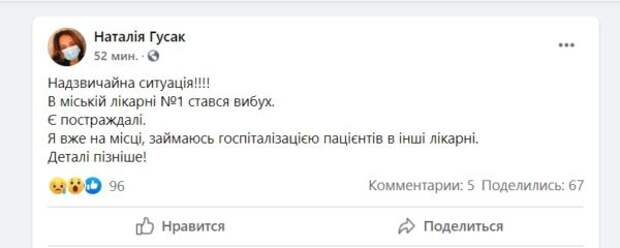 Заместитель председателя Черновицкой ОГА Наталья Гусак в Facebook