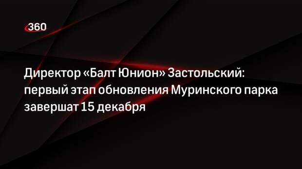 Директор «Балт Юнион» Застольский: первый этап обновления Муринского парка завершат 15 декабря