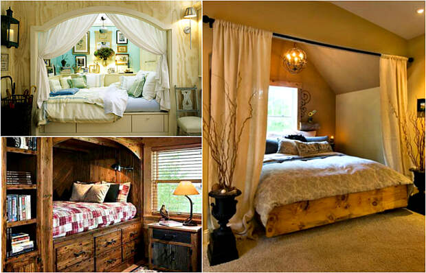 Чудесные спальни с альковами и встроенными кроватями.