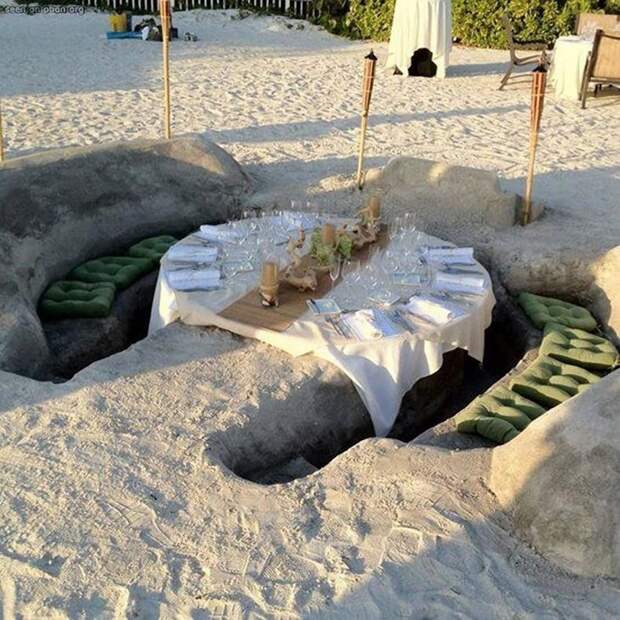 12. За необычным обеденным столом на пляже в Сарасоте, Флорида. места для отдыха, отдых, природа, путешествие
